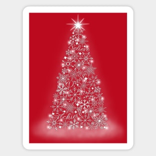 Inspirational Snowflake Christmas Tree, Believe, Dream & Achieve (Red Background) Magnet